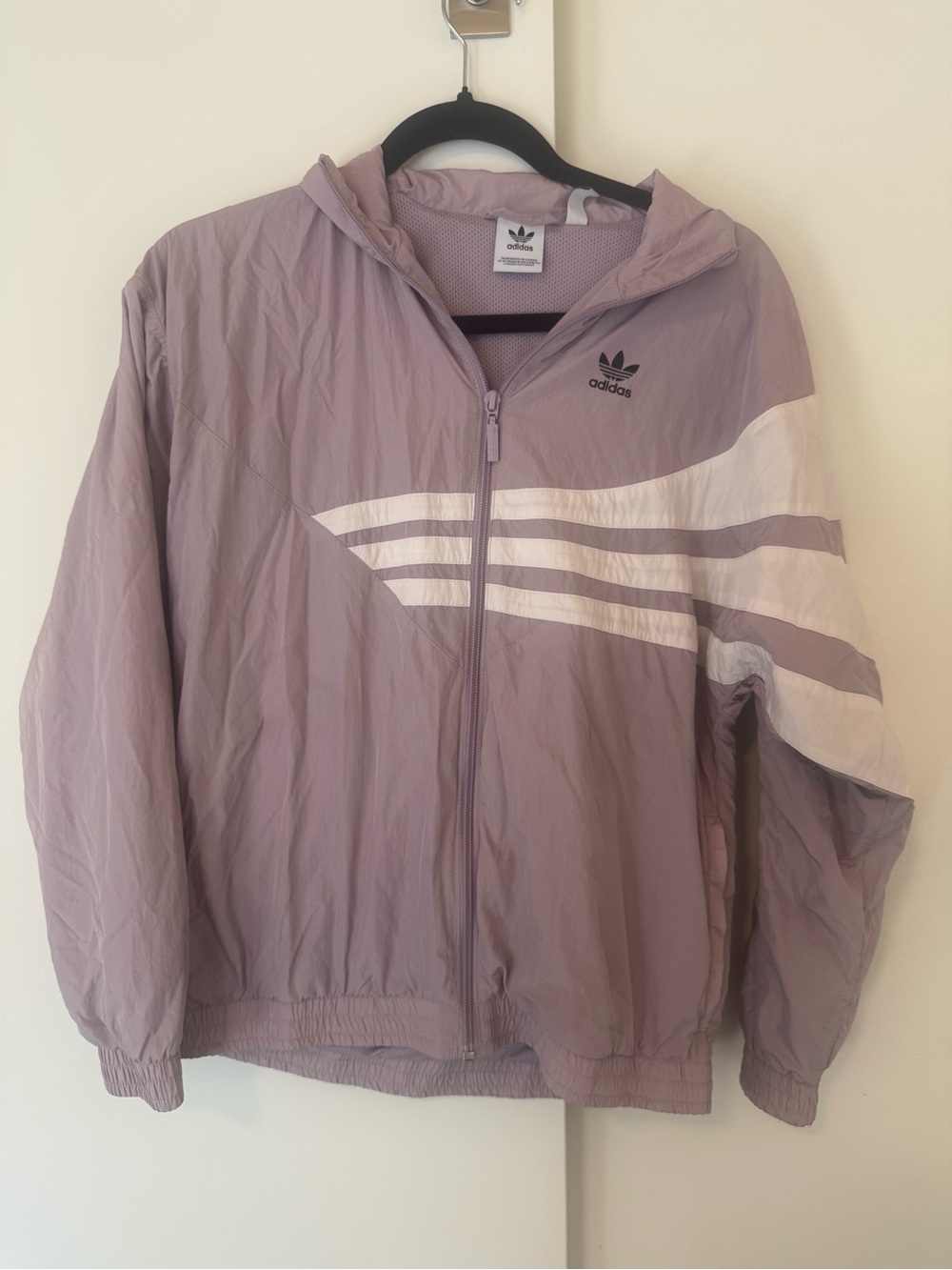 adidas Originals Retro Lilac Bomber Track Jacket with White Stripes